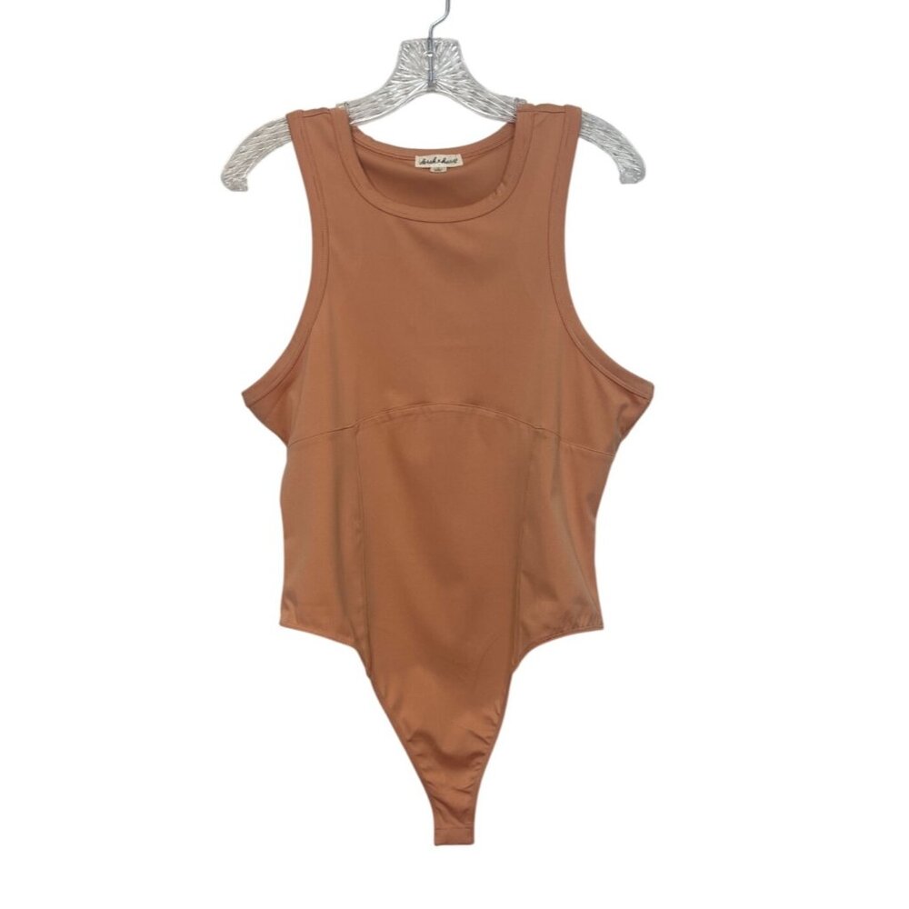 Derek Heart Sleeveless Bodysuit XL‎ Rust Orange New Snap Closure